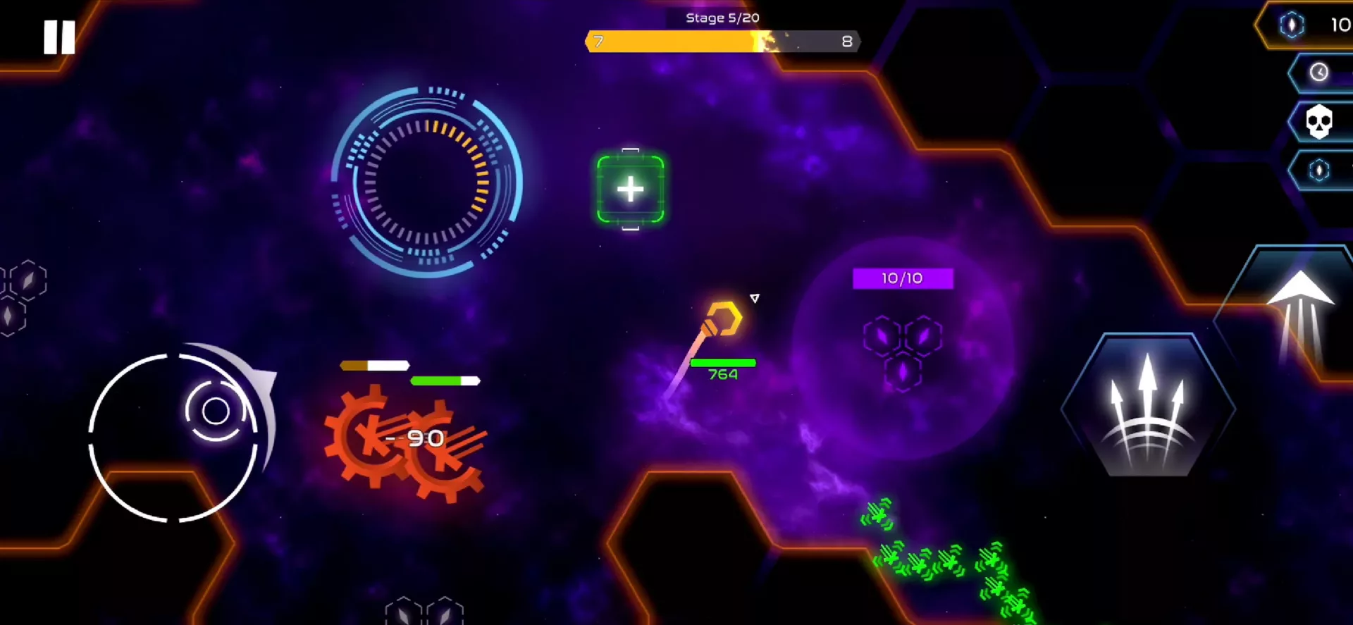 Spectral Survivor gameplay – ship battling enemy waves
